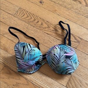 La SENZA Black Push-Up Bra with Pastel Leaf Print